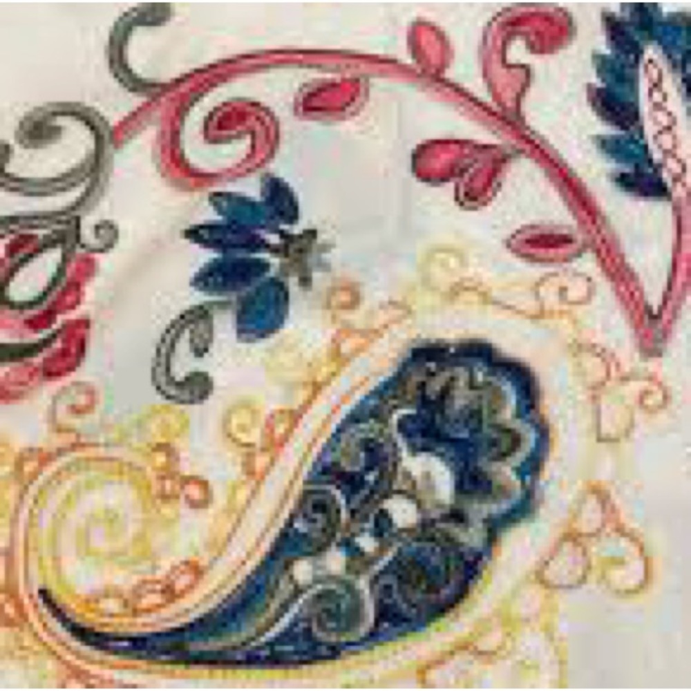 Otomi Scarf by Jessica McClintock White with Floral Embroidery Off White